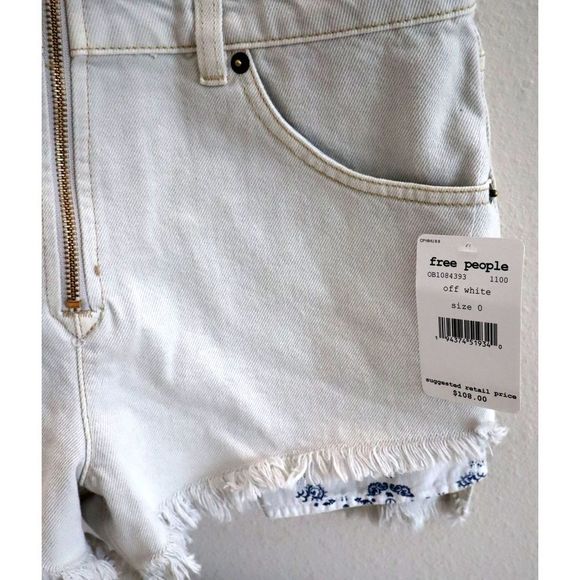 Free People OB1084393 Women's Sz 0 US XS Off-White Sunkissed Shortalls $108 - Picture 6 of 9